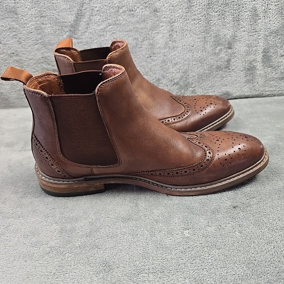 Florsheim Chelsea Brown Leather Wingtip Pull On Ankle Boots Mens Size 8 M - Picture 7 of 12